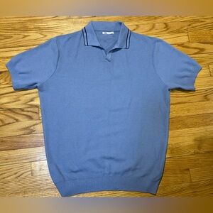 ZARA knitted polo shirt LIGHT BLUE MENS sz XL excellent preowned condition